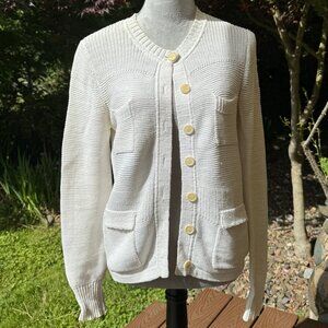 J CREW Cardigan sweater with 4 pockets, Size M, White
